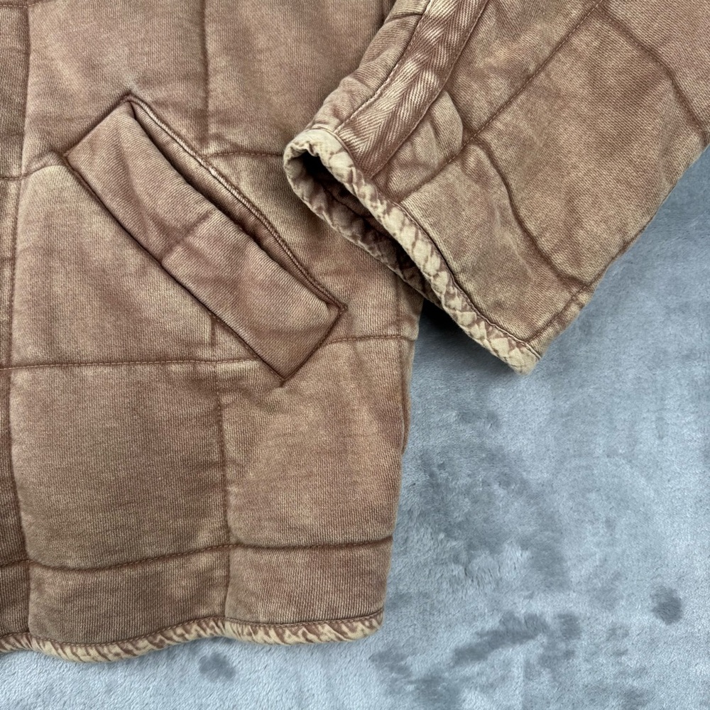 Free People Womens Jacket Sz M Tan Brown Dolman Quilted Knit Zip Up Bomber Coat - Picture 3 of 12